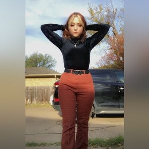 Shein flare jeans. Highlights curves and pretty color.